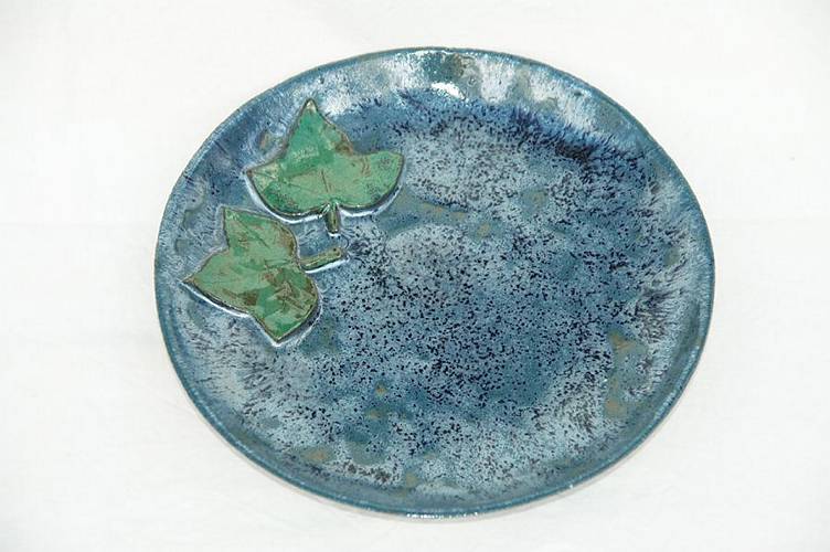 Schale blau mit Bl�ttern